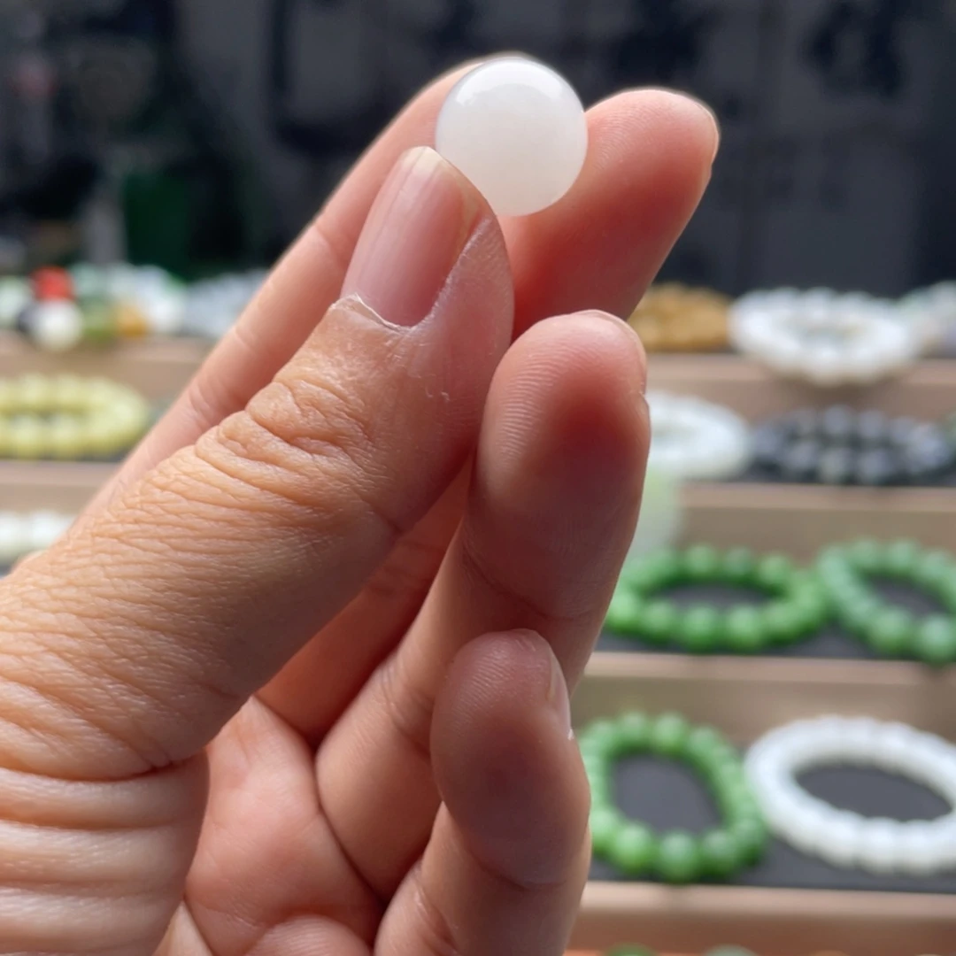 未镶嵌手链和田玉12冰白