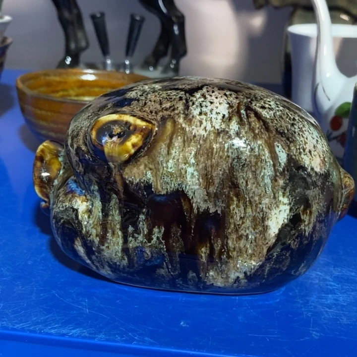 磁***海瓷片窑变胖猪摆件