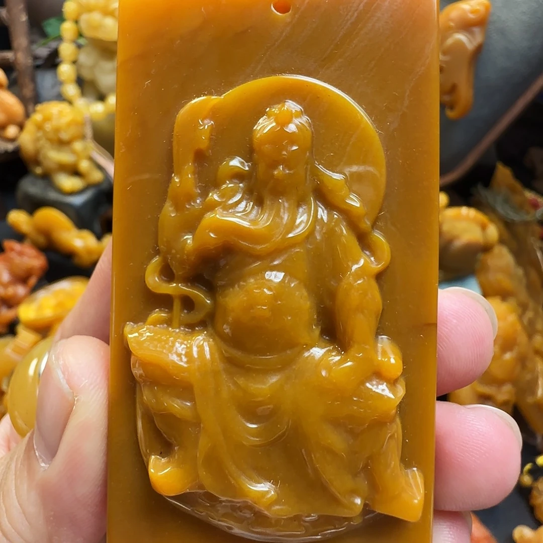 石英质玉（黄龙玉）未镶嵌吊坠关二爷 （不退换）