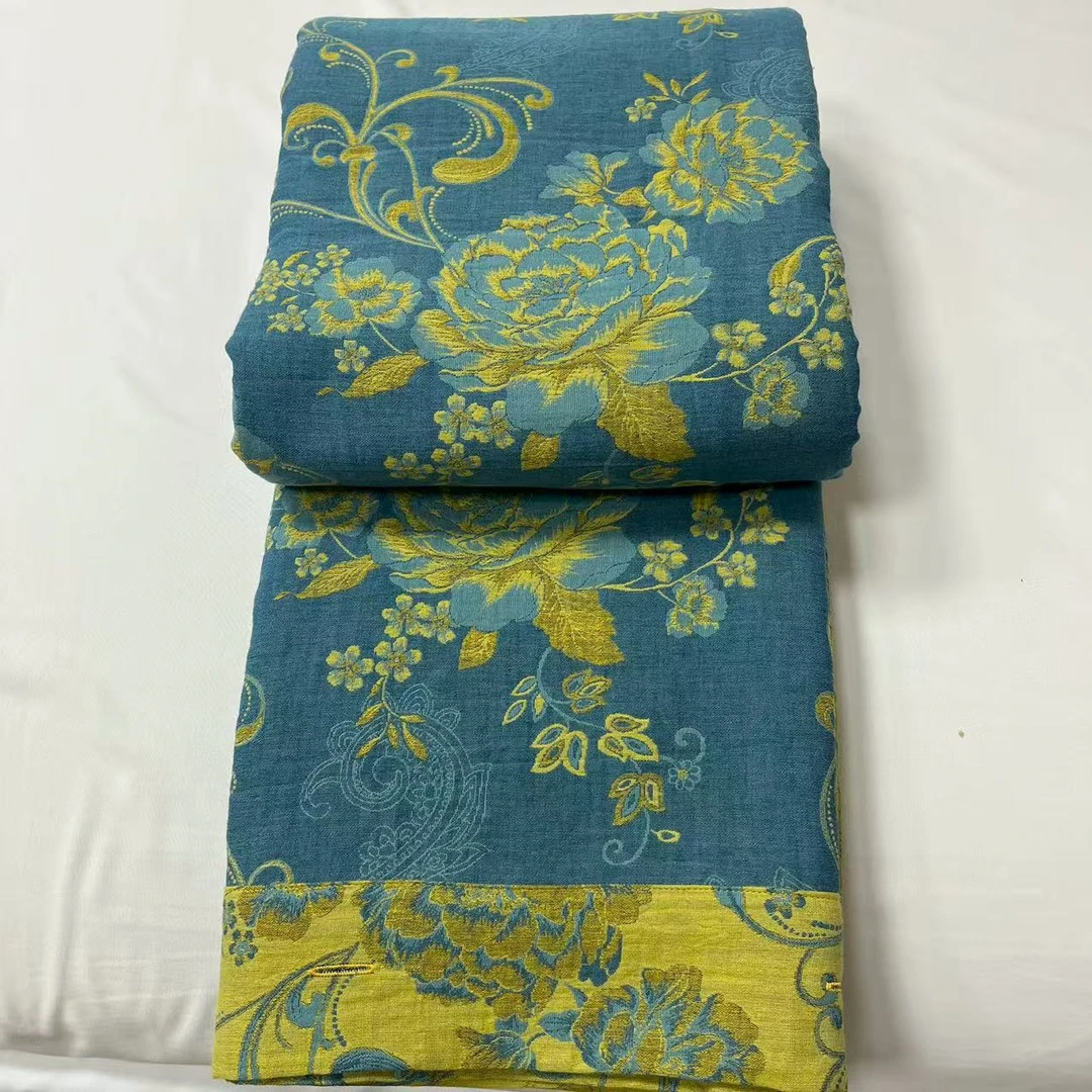 【陌上花开蓝被套】2.0*2.3米纯棉色织双层纱纽扣款被套
