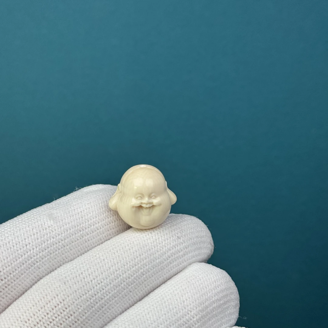 H28-74天然猛犸牙 弥勒佛头18*16.8mm支持复检假一罚十