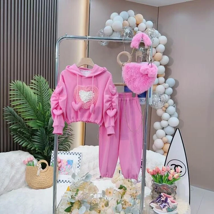 亲子装秋冬新款儿童洋气连帽宝宝卫衣裤子两件套爆款加绒装套装潮