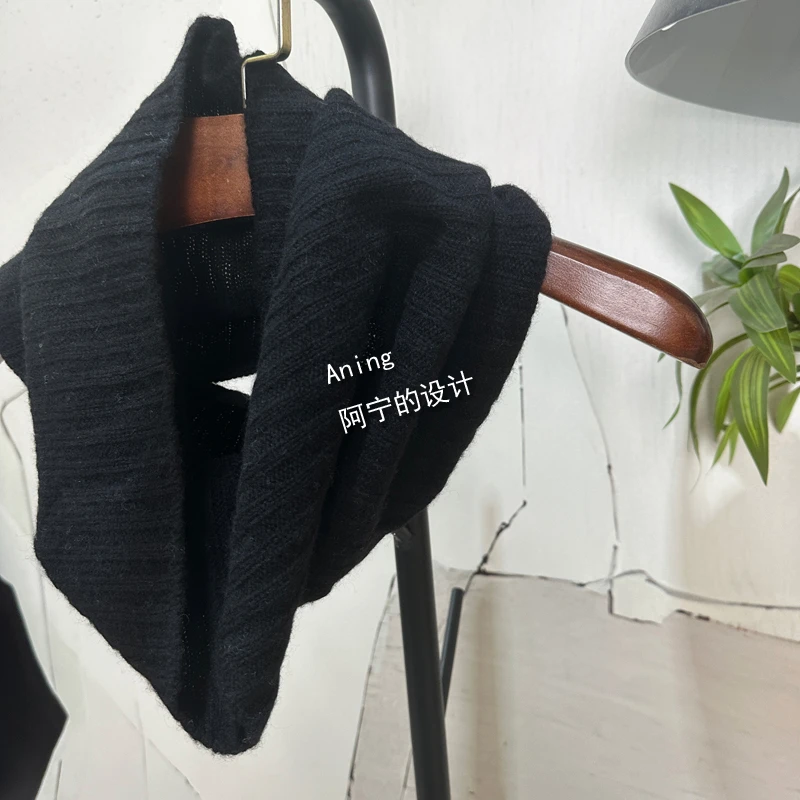 孤品【100%纯山羊绒】松弛感围脖可以套头上黑色