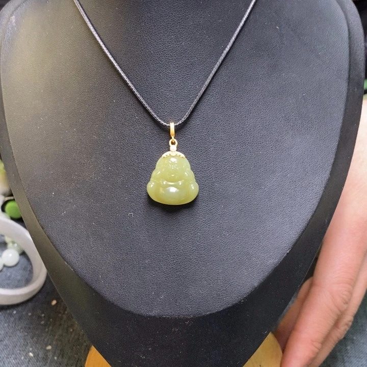 和田玉颈饰银S925镶嵌佛