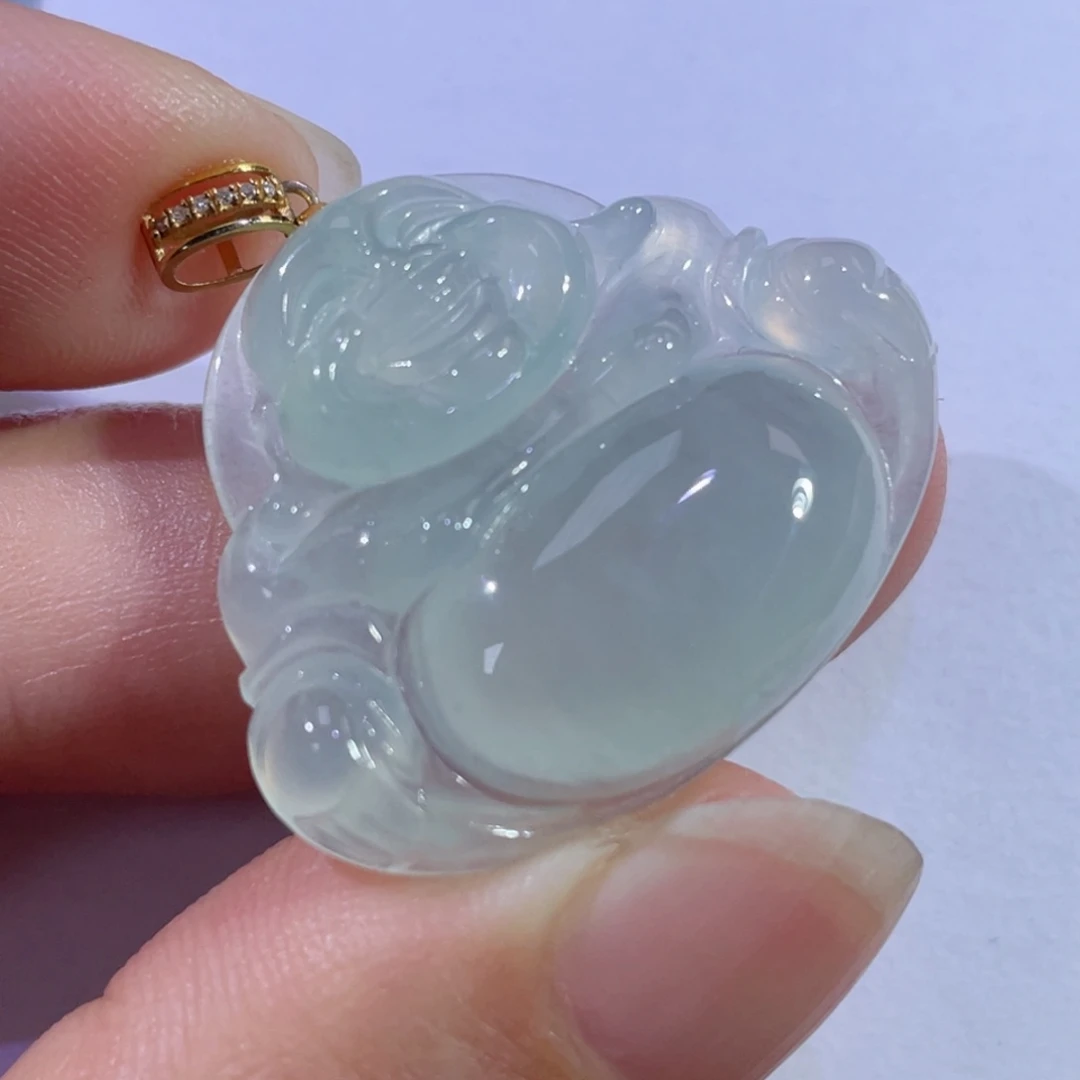翡翠颈饰18K金镶嵌佛公