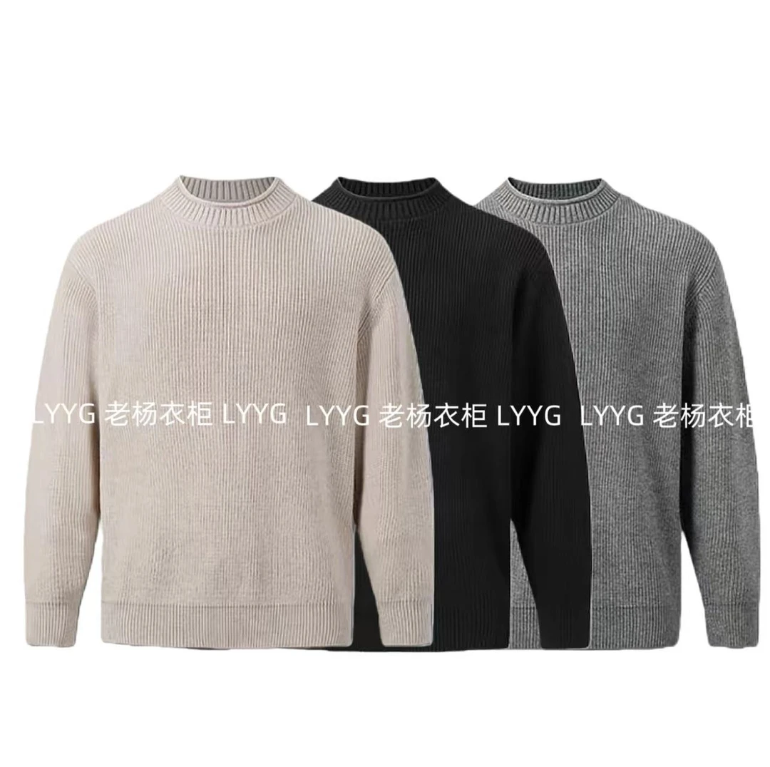 LYYG 冬季重磅微中领元宝粗针套头针织毛衣百搭单穿保暖
