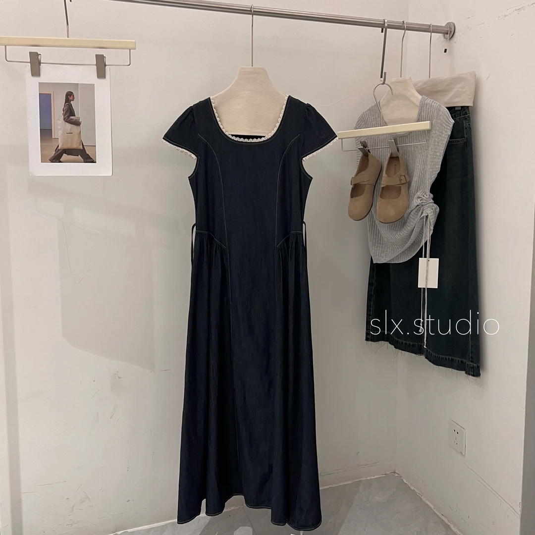 slx@ 8051 牛仔飞袖连衣裙