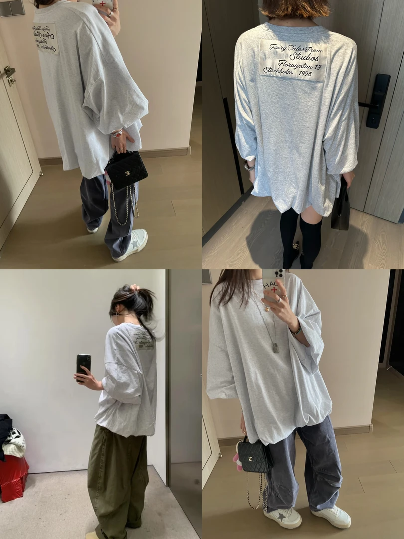 LuoXue秀款泡泡袖简单松弛感拿捏！七分袖花苞tee