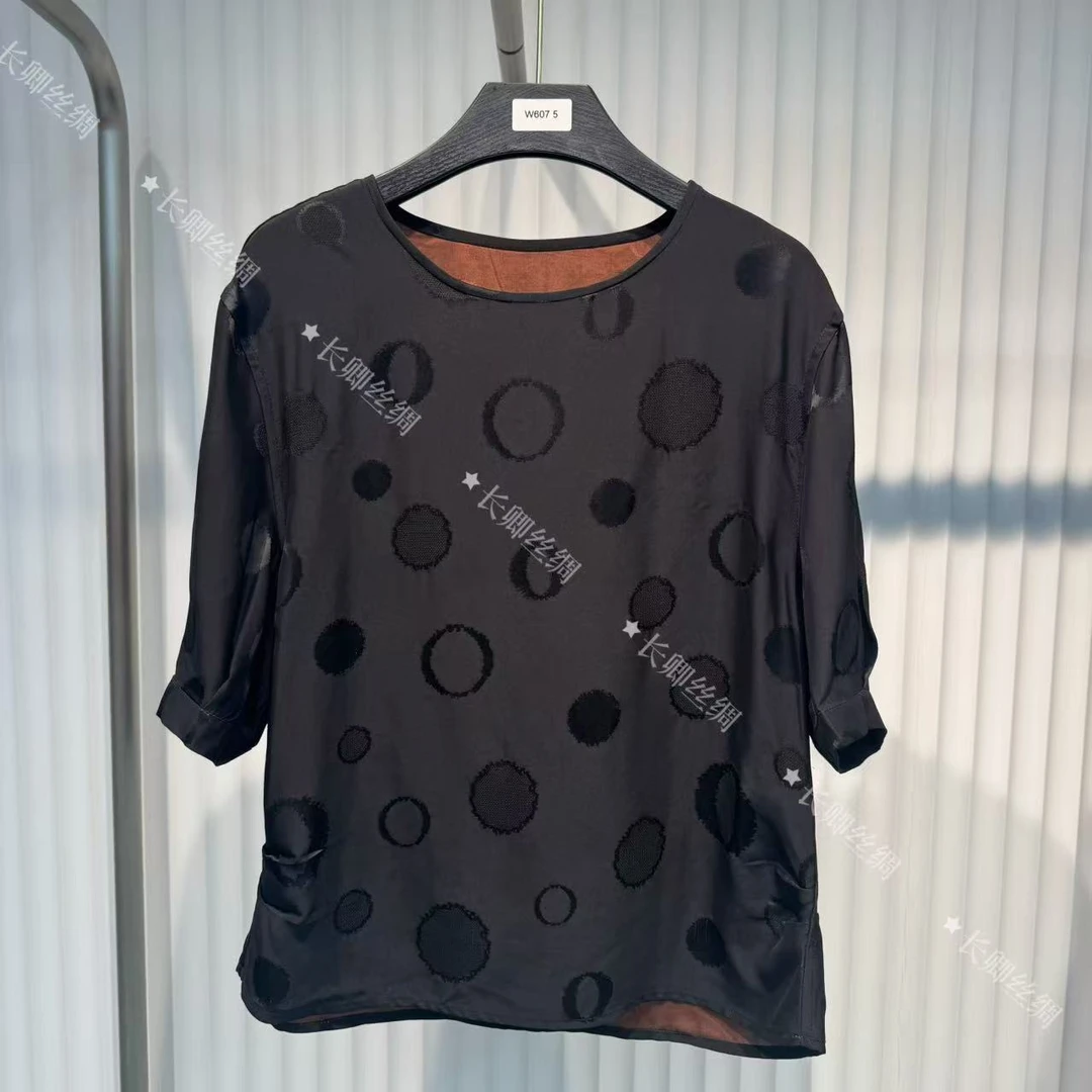 【长卿】双面双穿新中式真丝波点新款国风女新中式短袖小衫W645