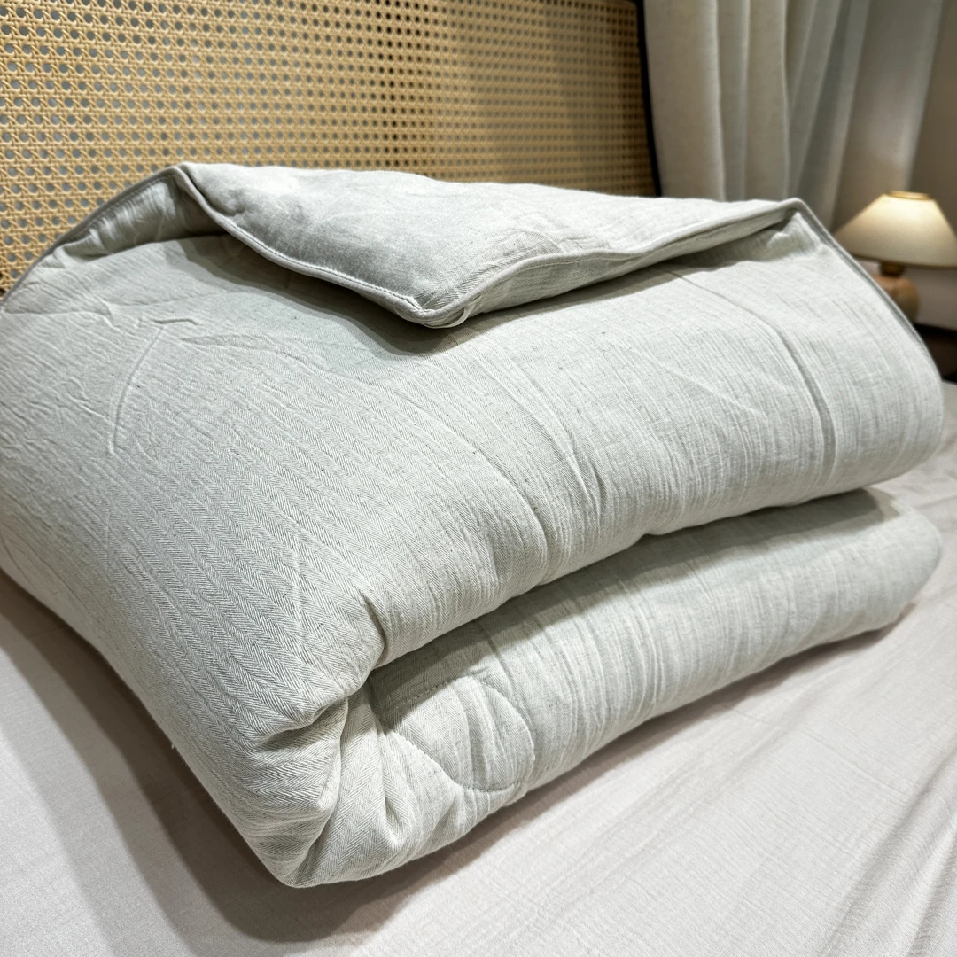 【超级红】本白 棉麻人字纹春秋被