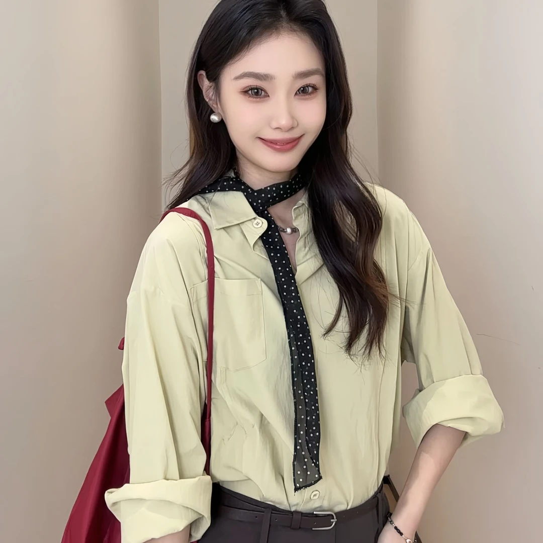 【里约书店】天丝棉中长款衬衫时尚休闲百搭显白上衣女