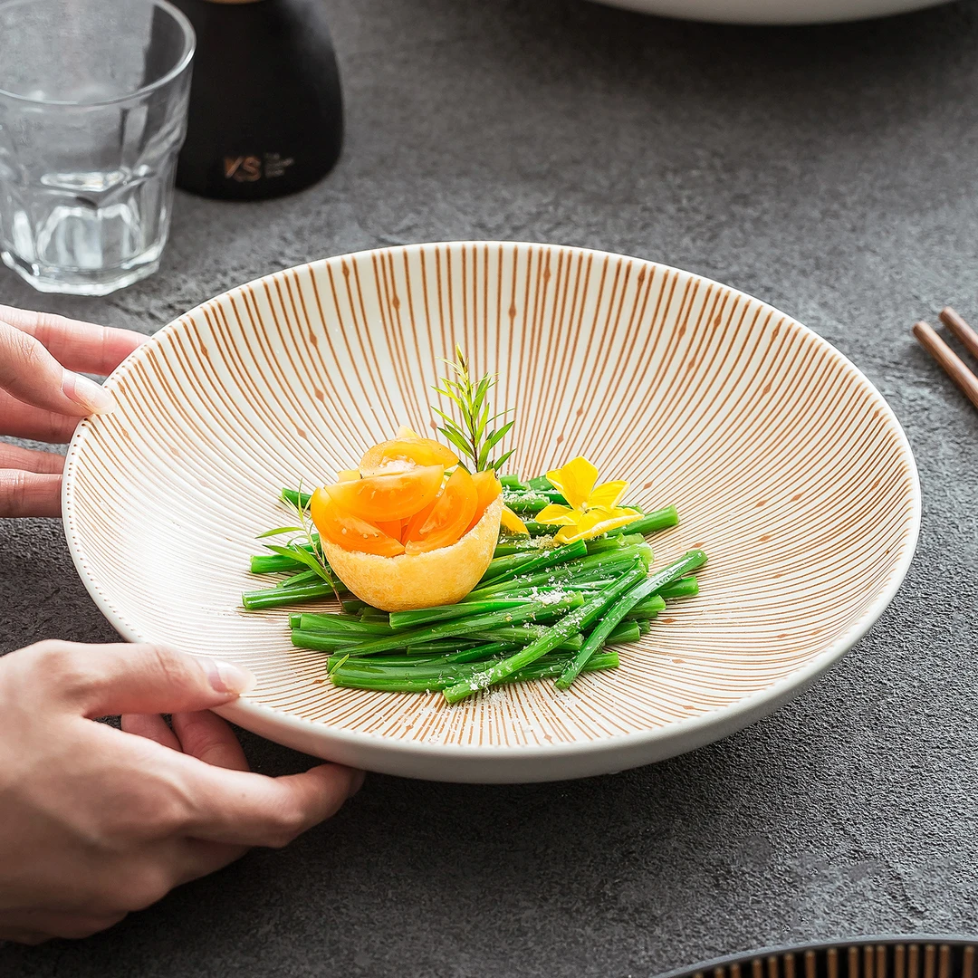 德化餐具2025年新款精致高级感复古釉下彩家用的陶瓷深盘菜盘餐盘