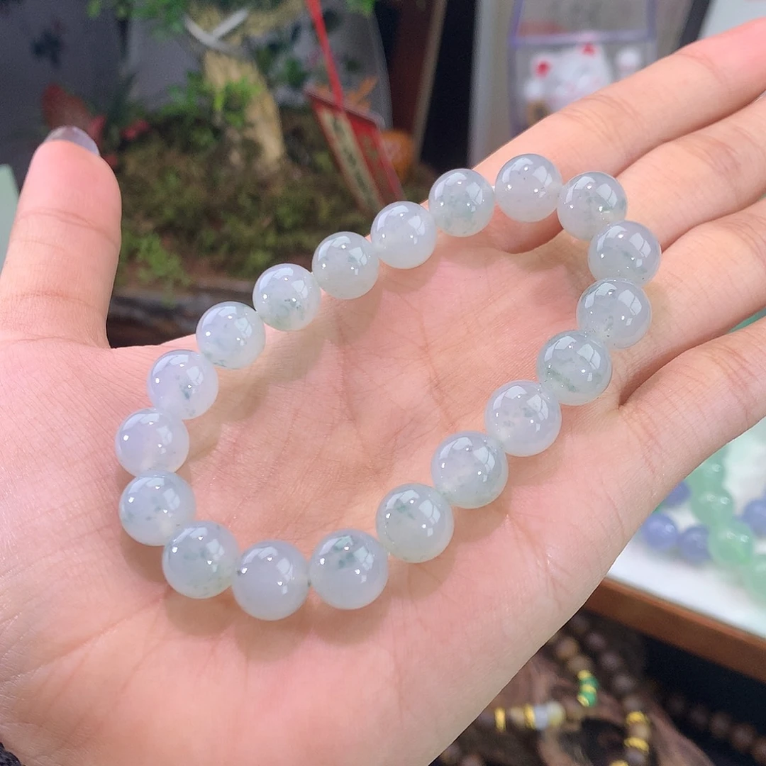 翡翠未镶嵌手链1号 冰飘花手串