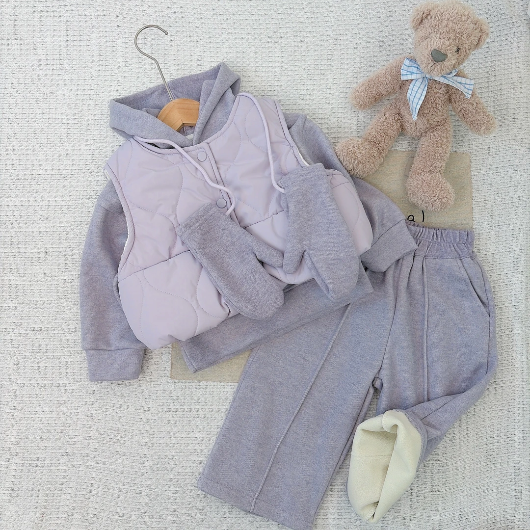 she is rainbow冬季厚款女常规款套装拼接休闲保暖女童