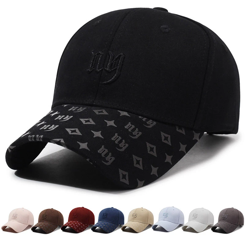 刺绣字母棒球帽硬顶户外遮阳帽休闲时尚男女ins弯檐显脸小鸭舌帽
