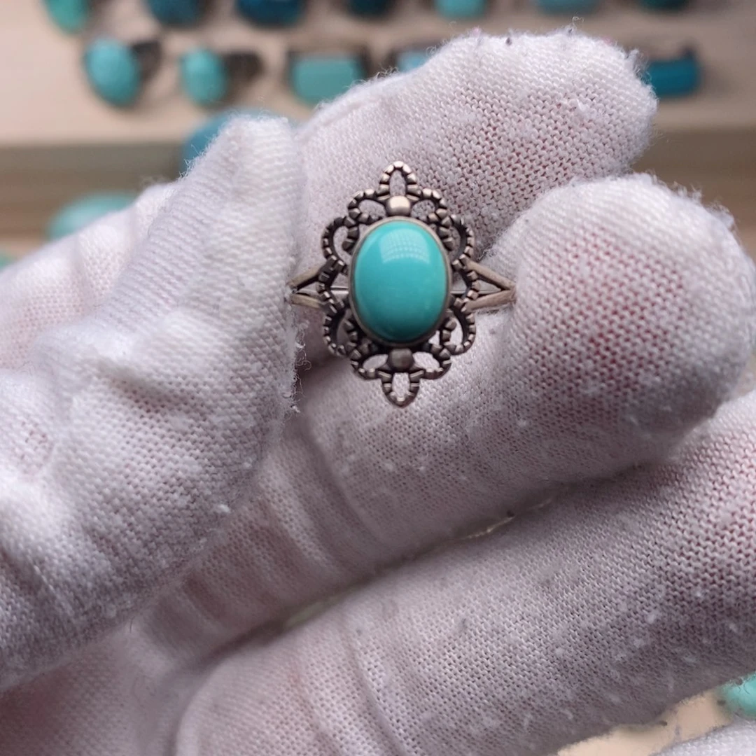 绿松石挂件银S925镶嵌