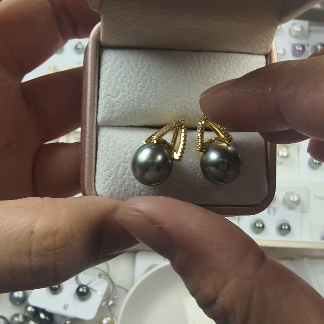 耳饰银S925镶嵌海水珍珠