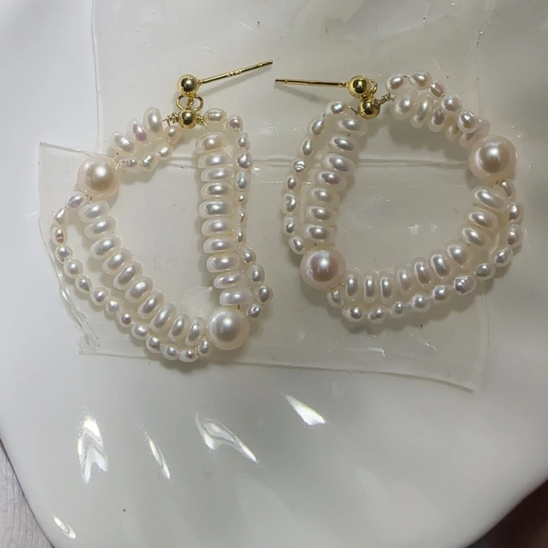 淡水珍珠耳饰银S925镶嵌