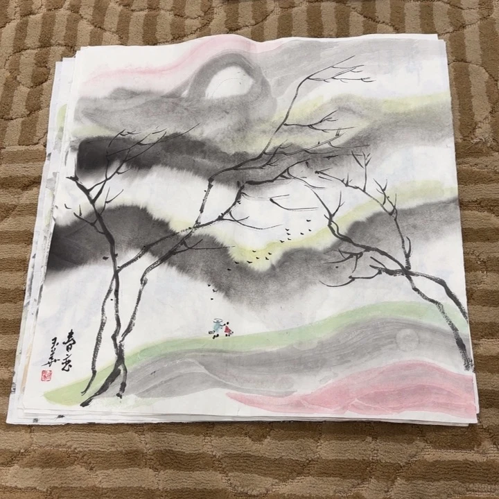 国画花鸟等多种鸟类的栖息