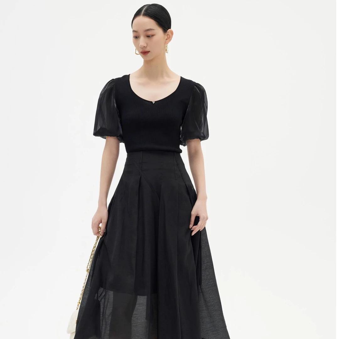 【佐色】时尚泡泡袖毛衫（124339277）