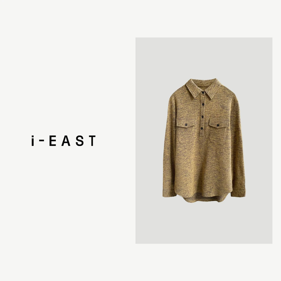 i-EAST 费尔西纳~复古做旧色翻领衬衫T11771