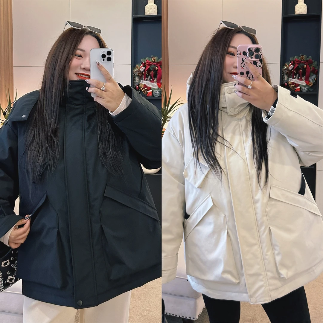 断码捡漏~雾灰湖畔 / 硬壳款冲锋棉衣7464花契200斤胖mm冬季新款