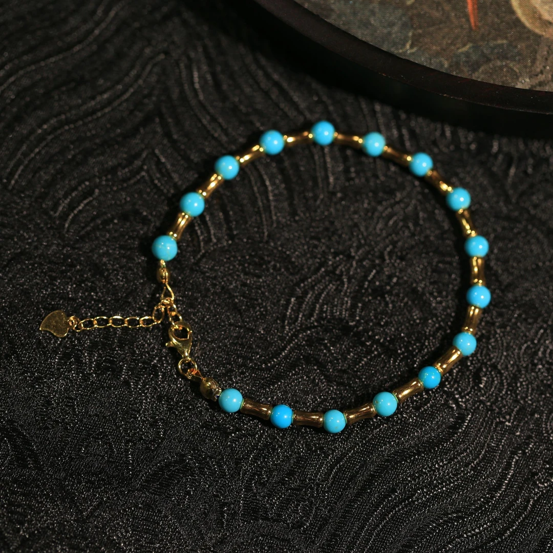 【北北】S925绿松石美松竹林清风手链 约4mm XZ0076BZ