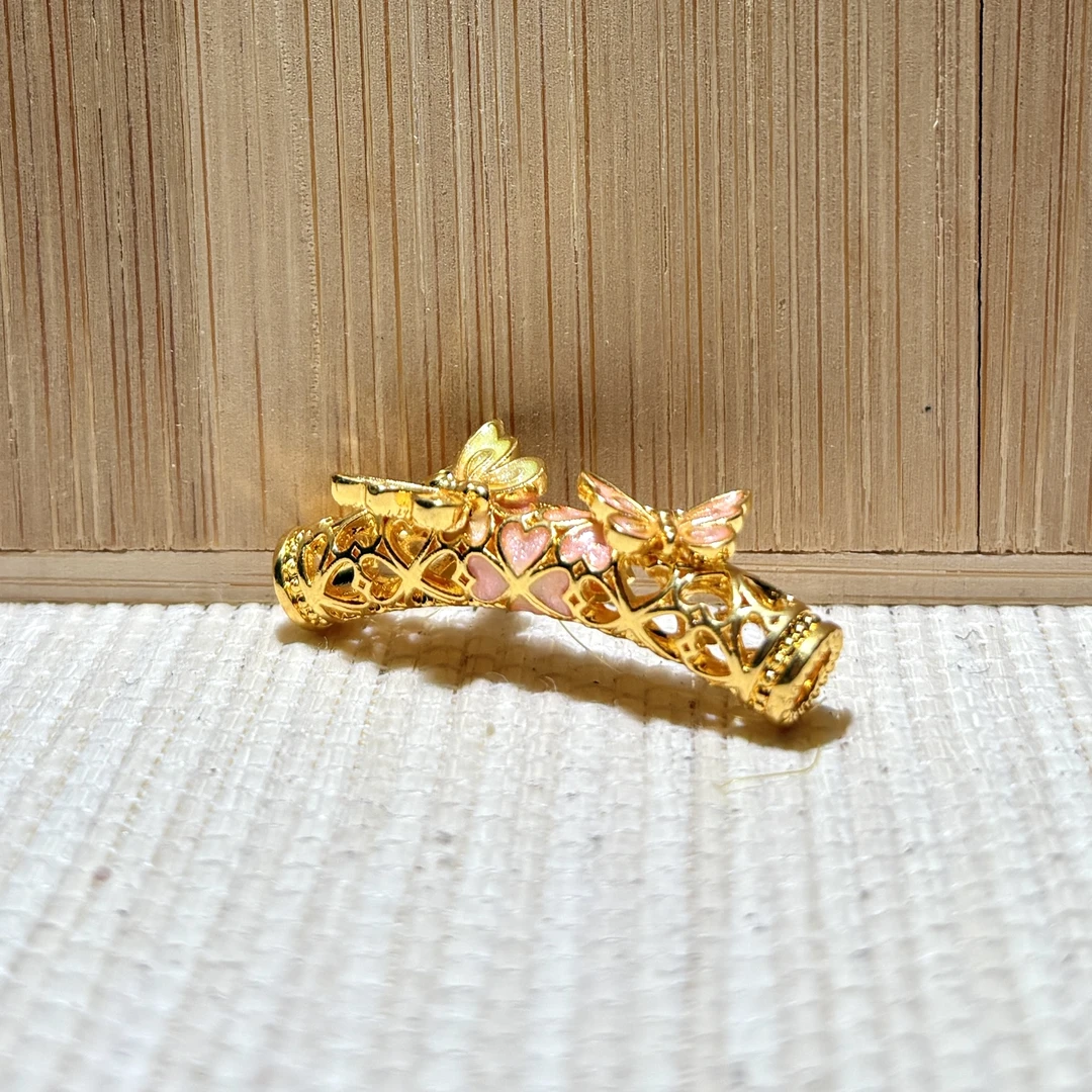 足金蝴蝶镂空弯管配件