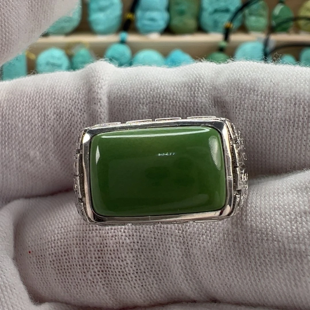 银S925镶嵌绿松石戒指