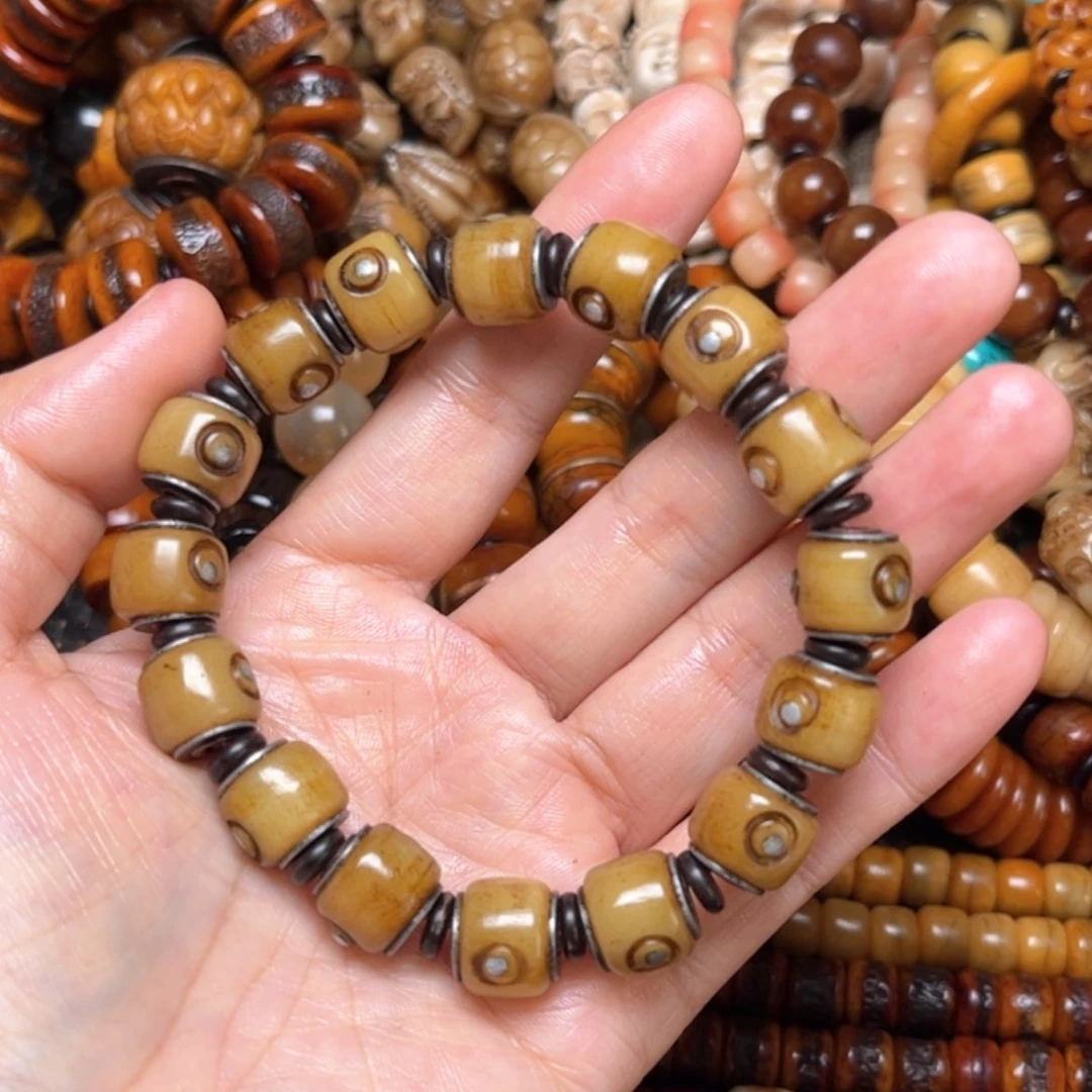 【闪购商品】牛骨手串/手链牛骨原色镶嵌12×16颗