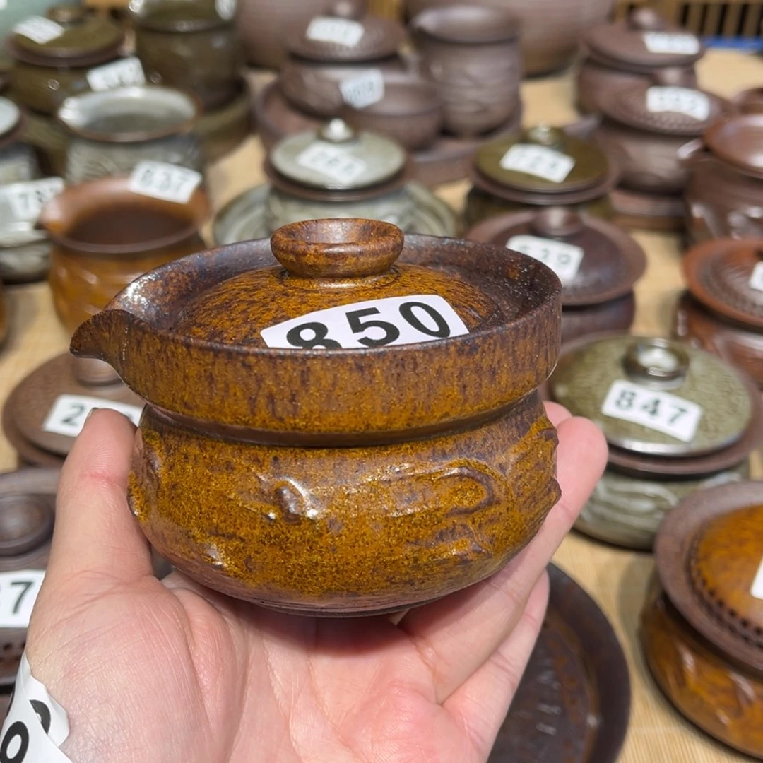 杯粗瓷茶具素色盖碗