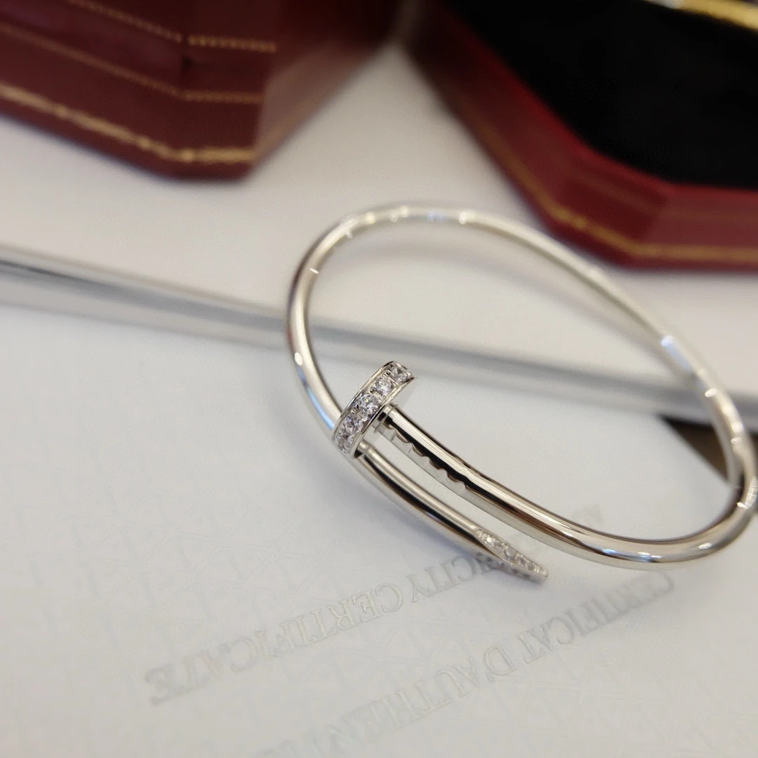 925银手镯 S925银钉子系列头尾带钻钉子手镯气质轻奢时尚