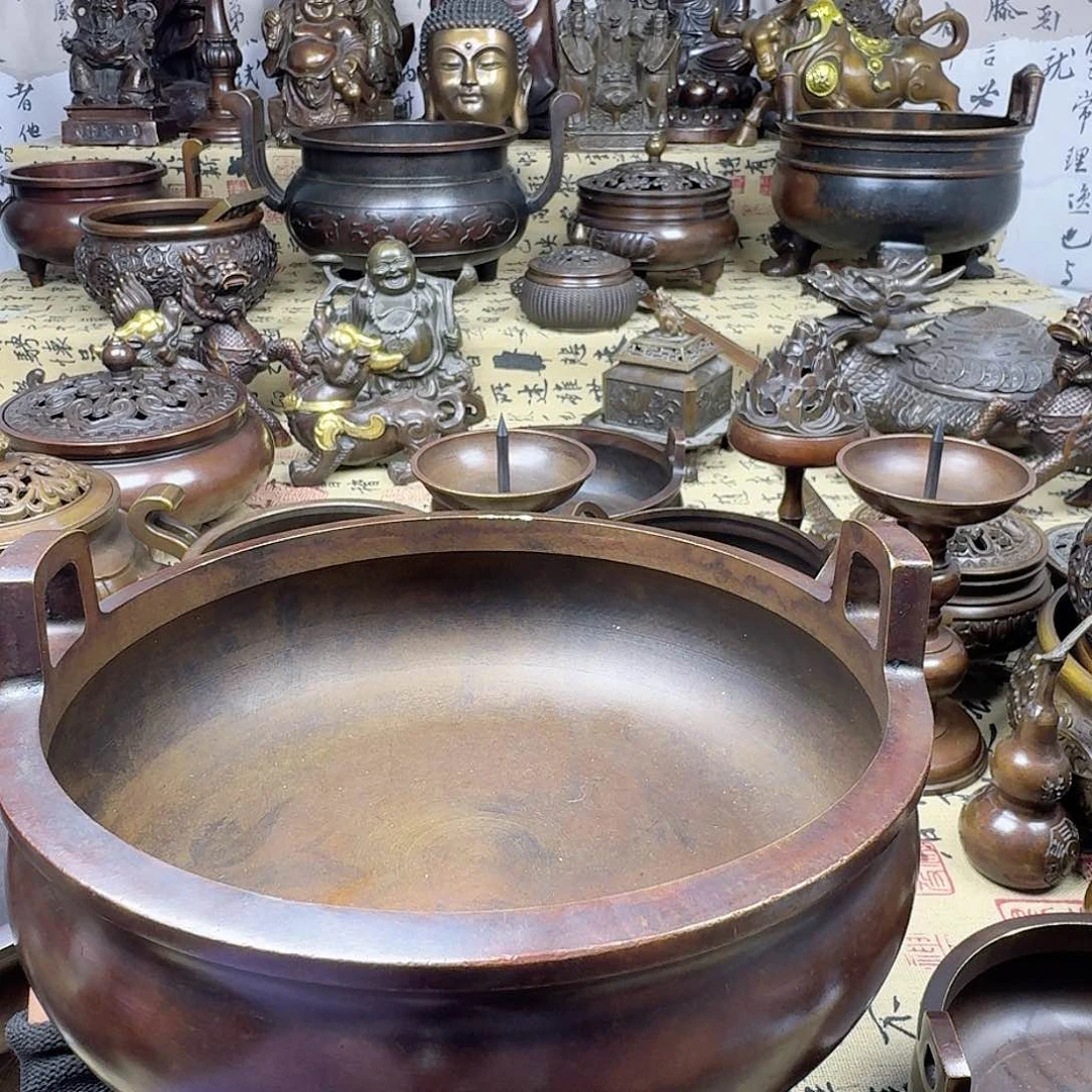 王*旺20直耳炉纯铜工艺品摆件