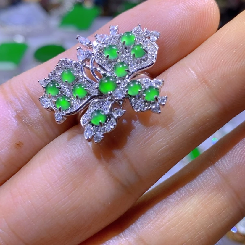 【闪购商品】翡翠挂件银S925镶嵌天然翡翠