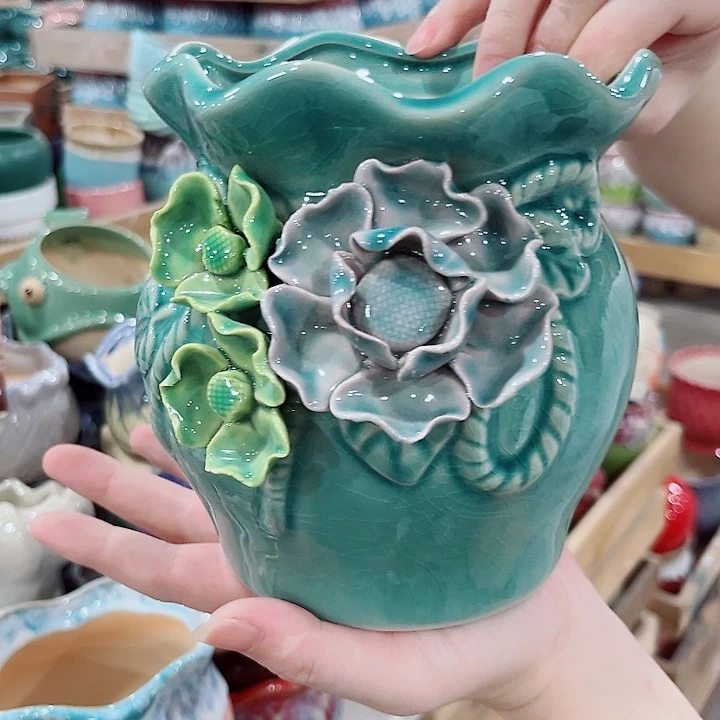 有孔.凑单10元陶瓷花盆发货！