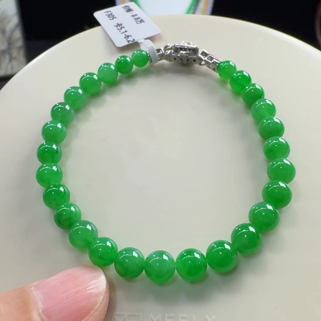 翡翠未镶嵌手链行家货！冰胶正阳绿单圈5-6mm