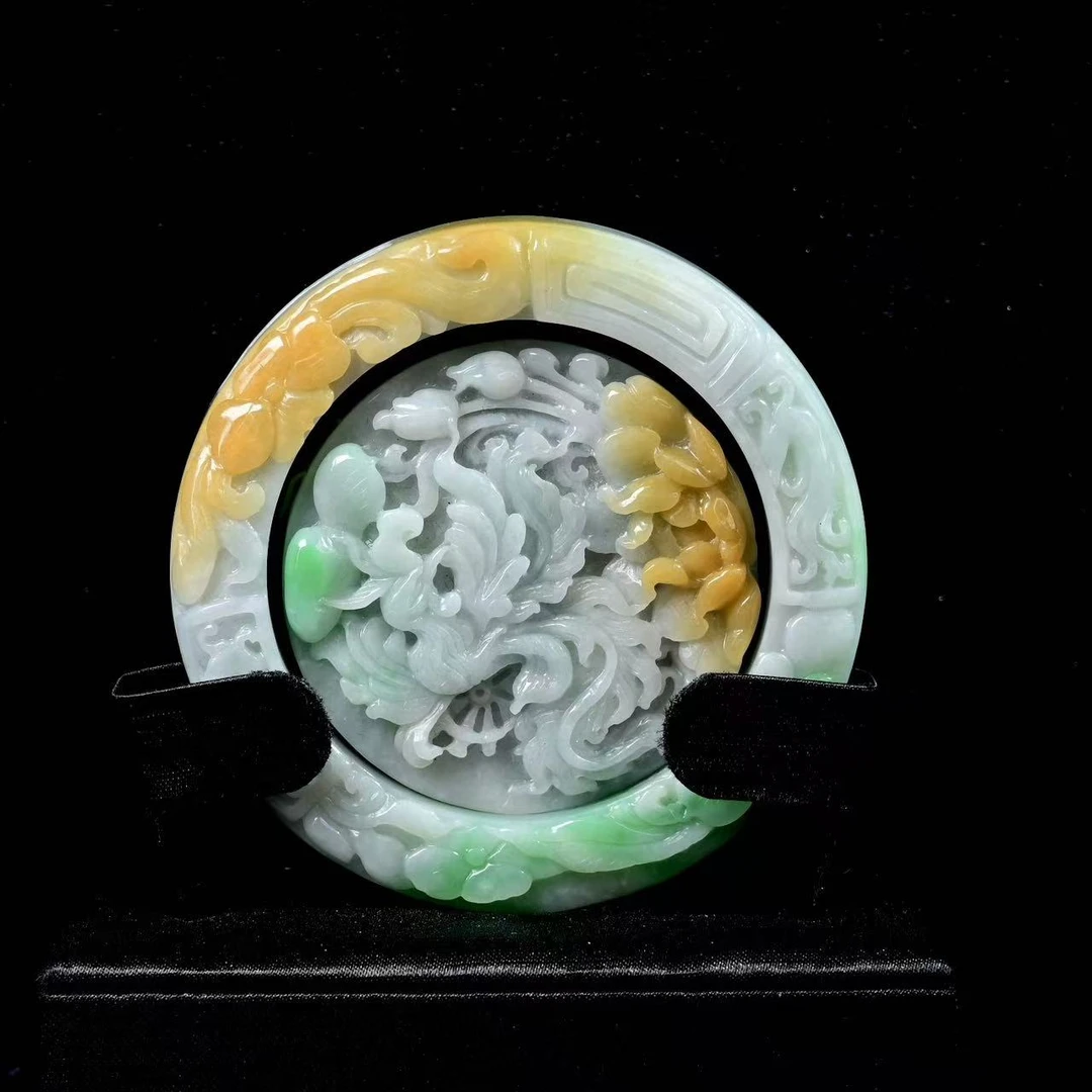 天然缅甸翡翠A货雕花手镯/ZHX25749/拍卖