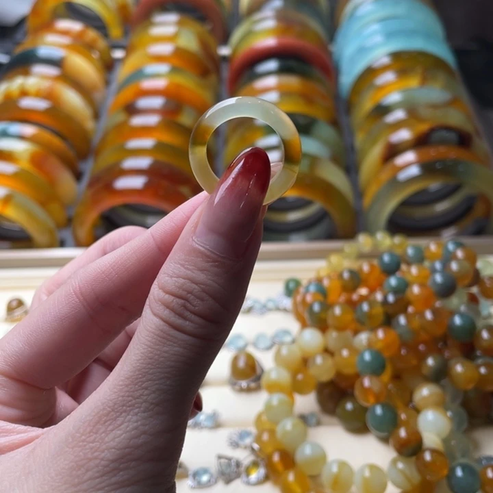 蛇纹石玉戒指圈未镶嵌17