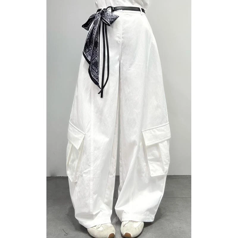 676#2192#秋季新款口袋工装裤休闲宽松显瘦阔腿长裤带腰带丝巾