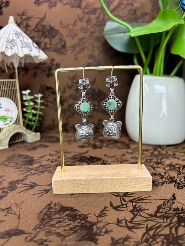 925银耳饰 小郑家纯银手工簪刻耳饰