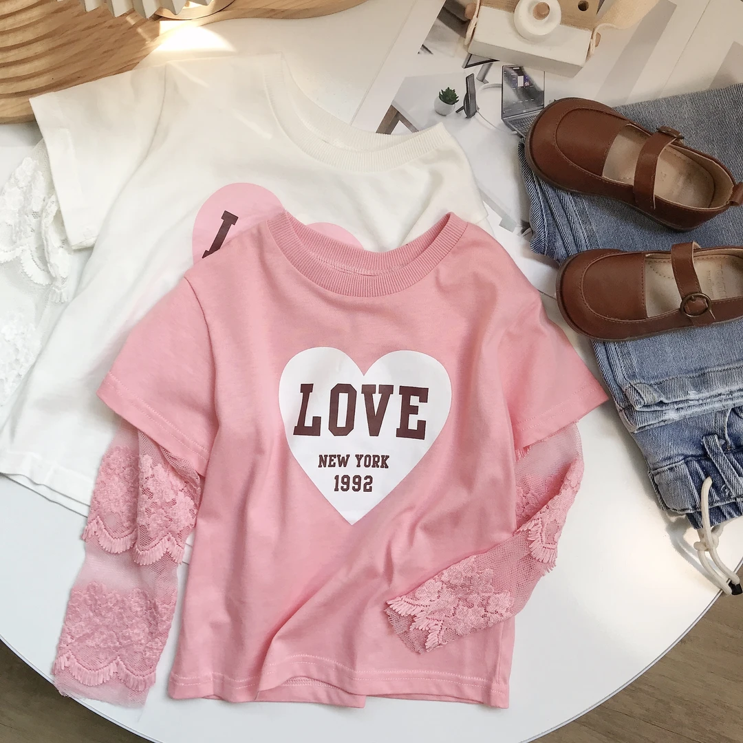 N3459儿童春秋韩版休闲洋气百搭时尚洋气宝宝假两件长袖T恤txb265