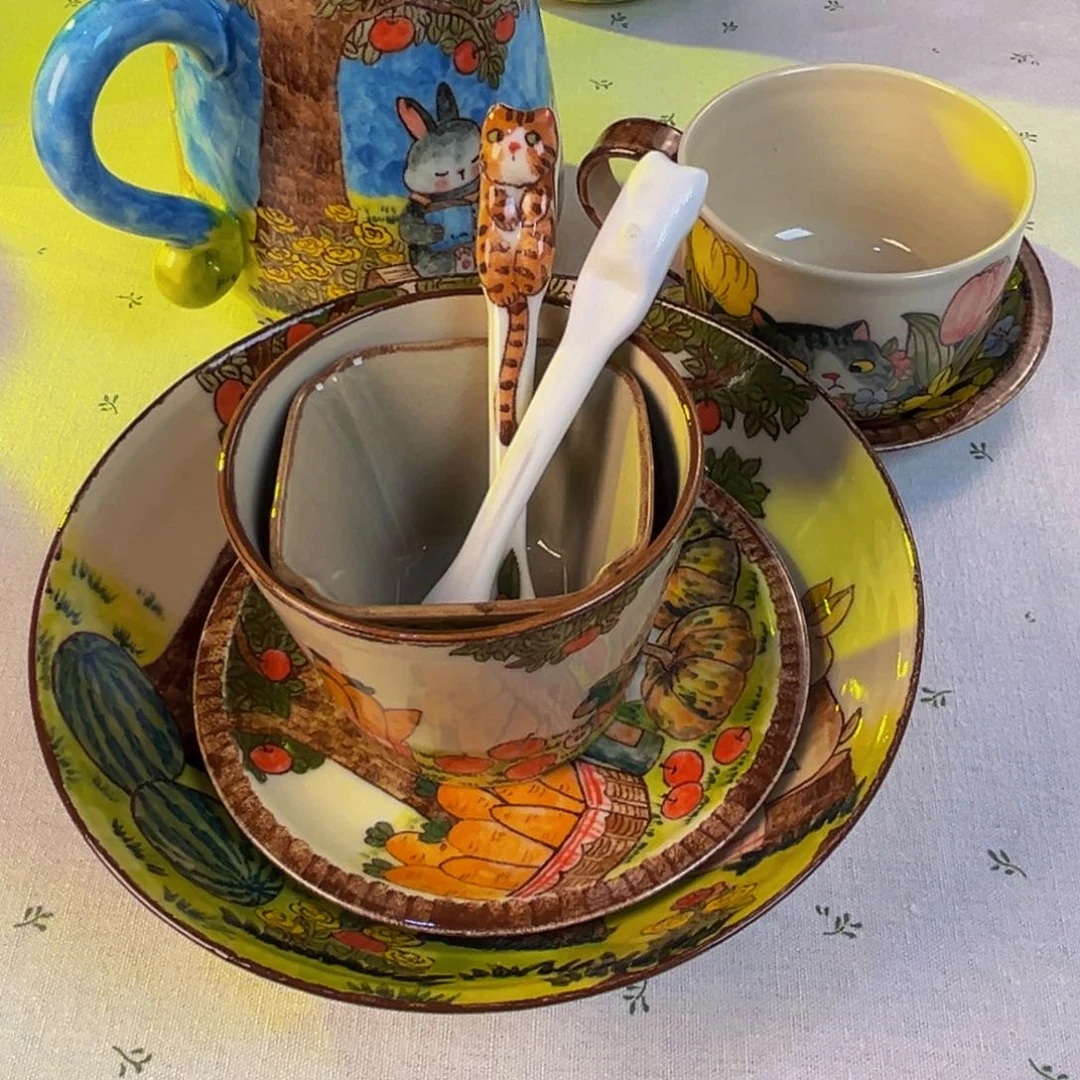 【闪购商品】摆件用****8桃园山房高温釉下彩
