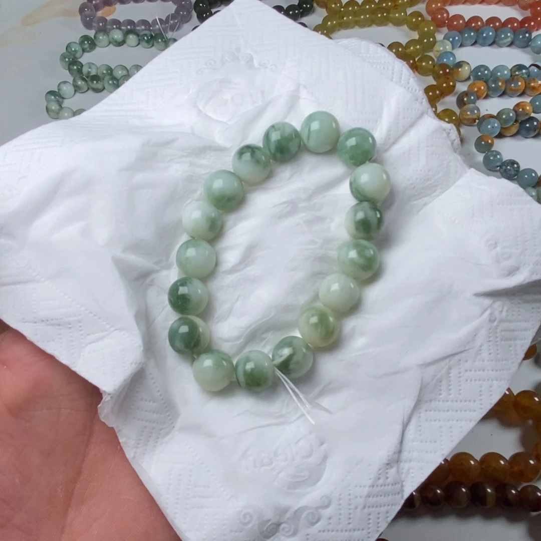 蛇纹石玉未镶嵌手链翠花卡12微瑕福利