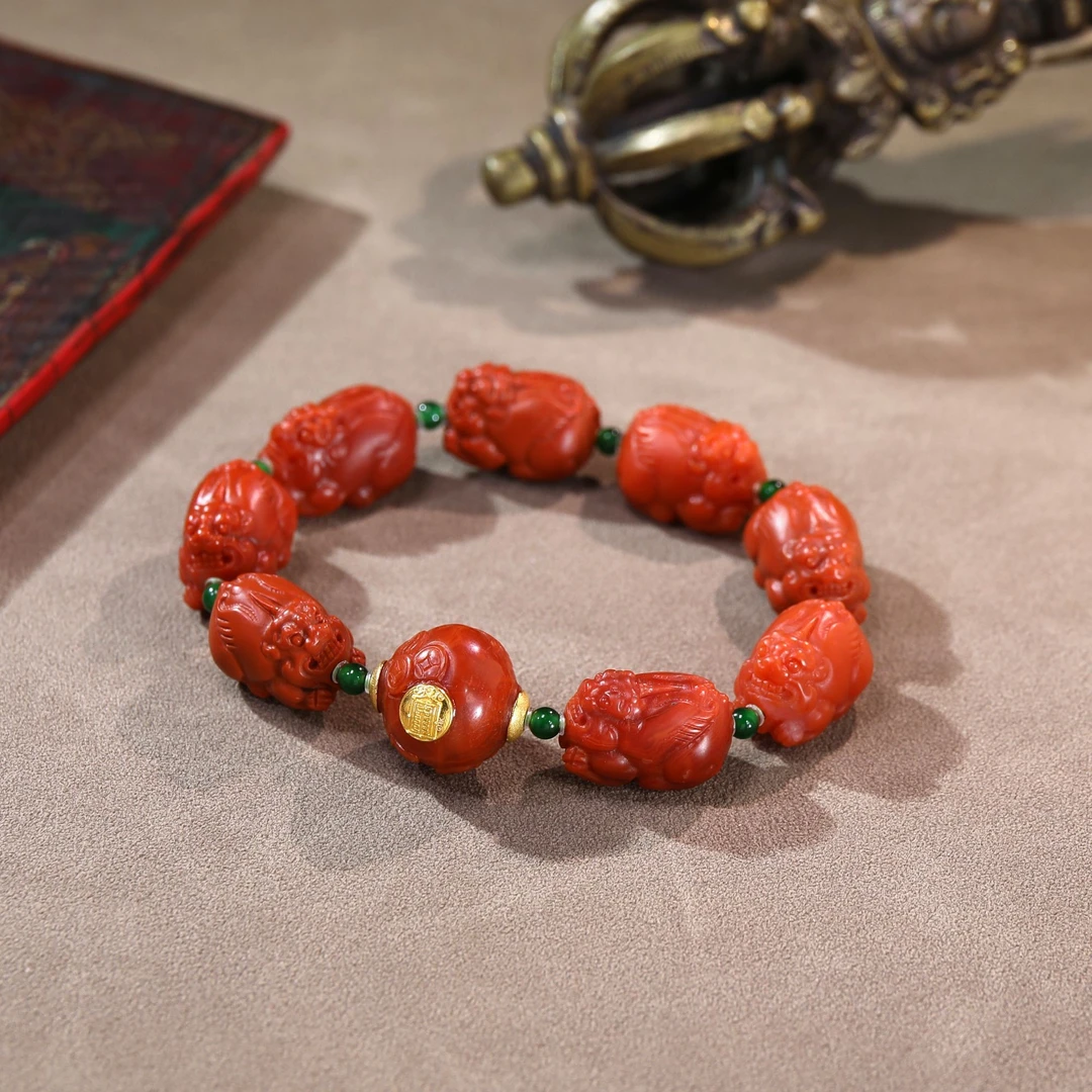 貔貅老祖加倍令18k金福令南红手链S30672