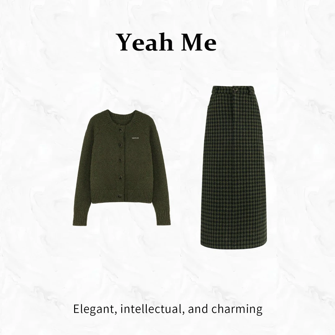 Yeah Me/也觅【幽谷森林】秋冬新款森系高级感半身裙套装暗系穿搭