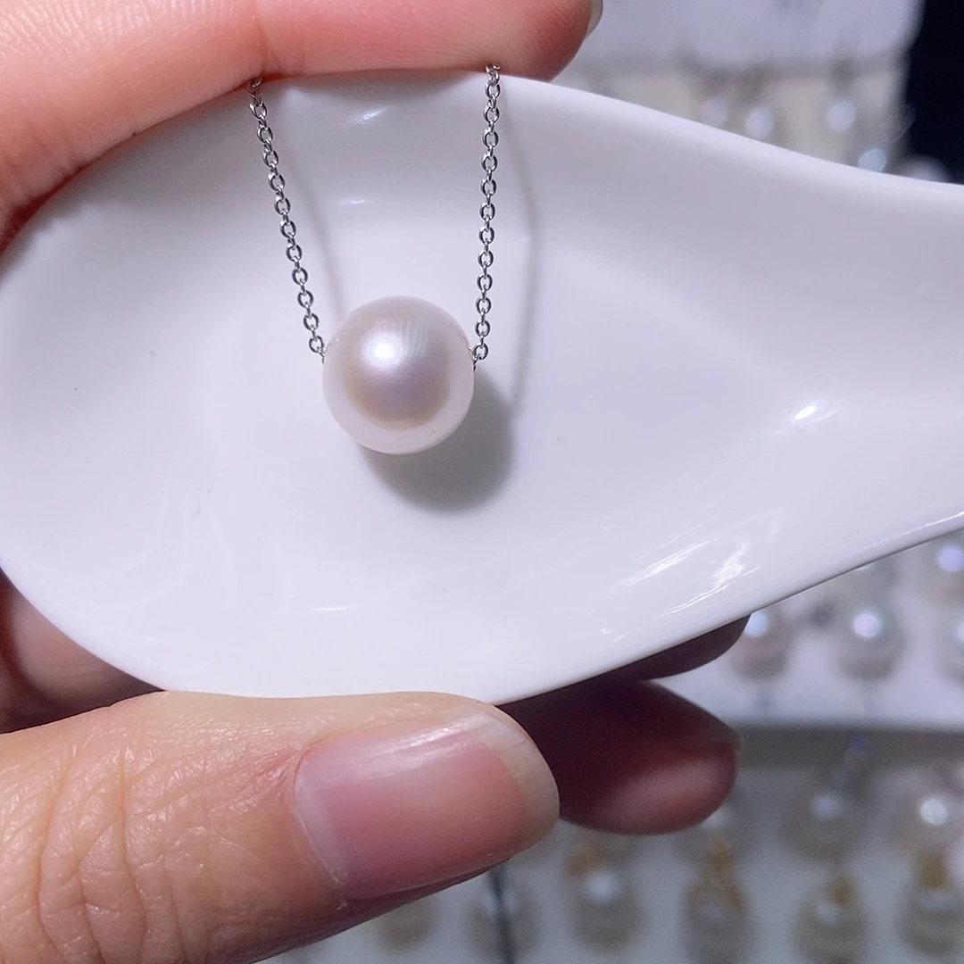 淡水珍珠吊坠(赠链)银S925镶嵌尺寸10/11毫米
