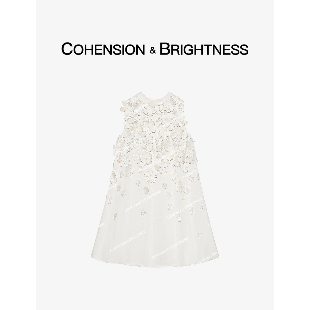 NO退NO换【听泉茉莉】春季新款纯欲风立体花钉珠无袖连衣裙LQ151