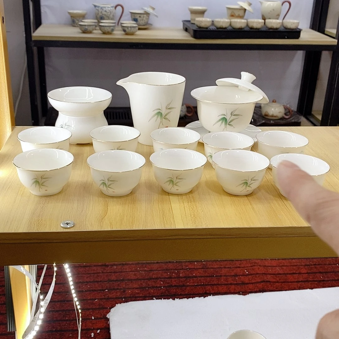 羊脂玉白瓷茶具套装