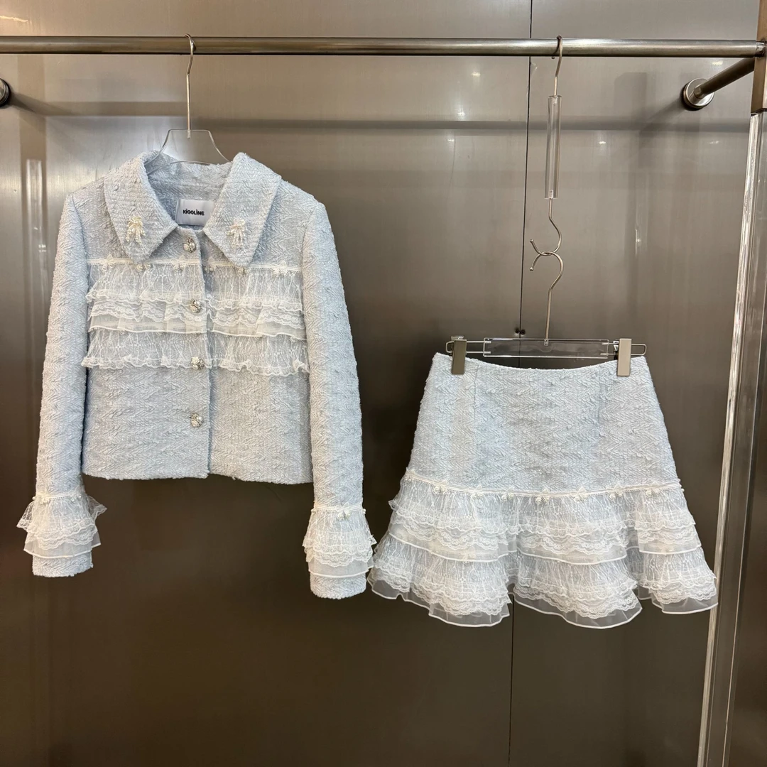 【海岛之恋】2025春款气质设计感蓝色短裙套装