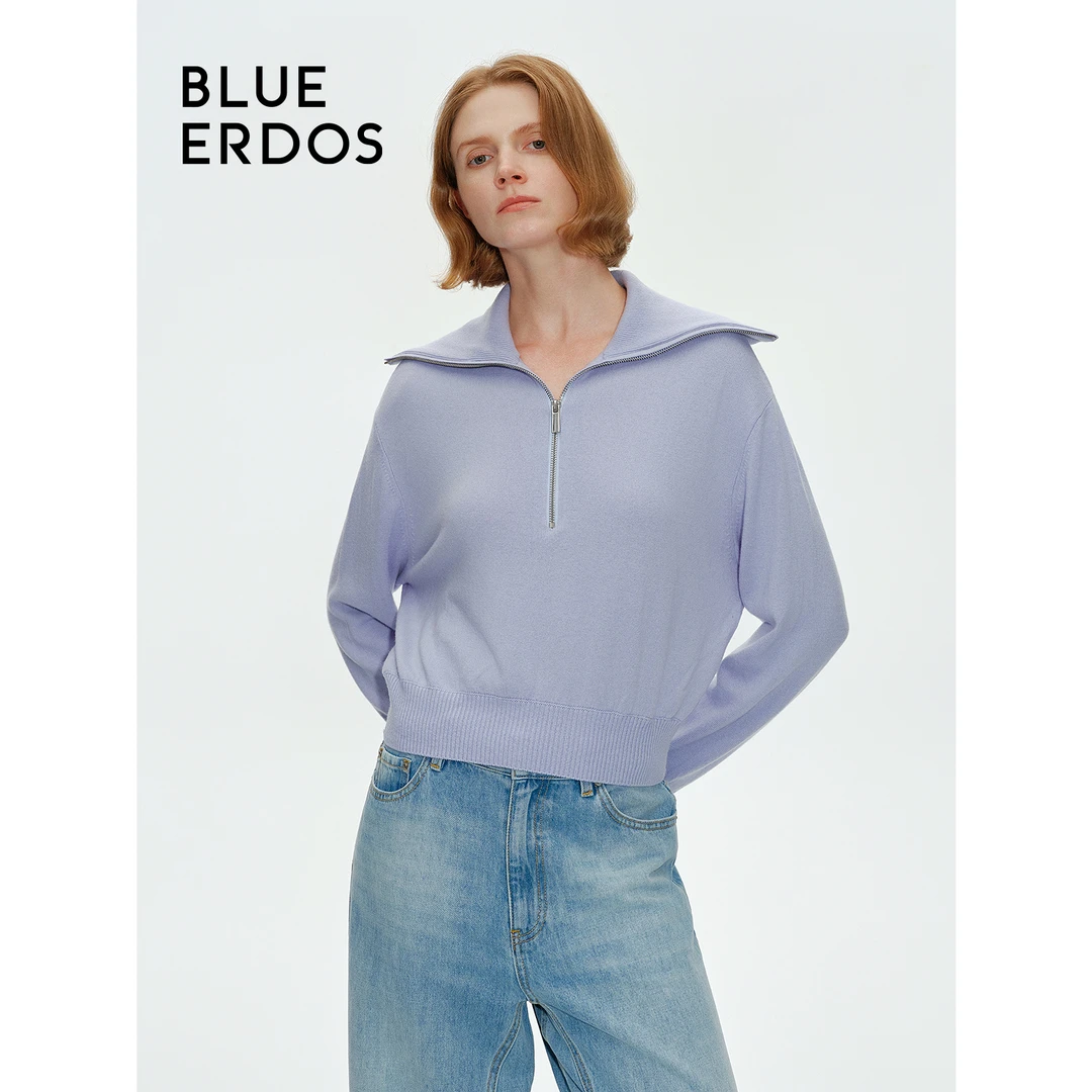 【明星同款】BLUE ERDOS秋冬大翻领绵羊毛山羊绒套衫女B246D0071